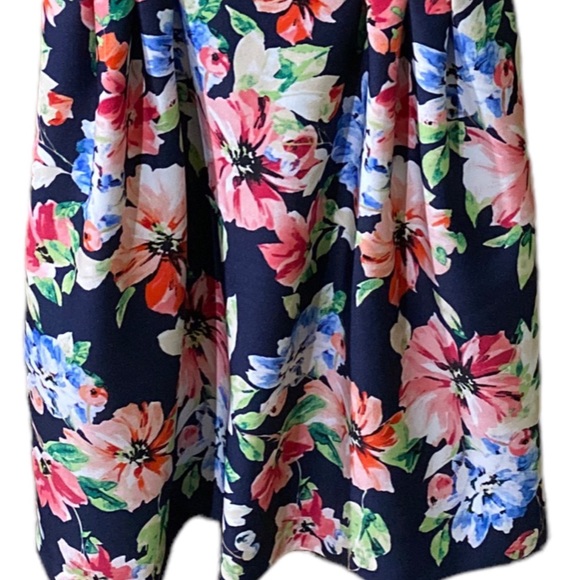 Vince Camuto Navy Floral Fit and Flare Scuba  Dress - Picture 11 of 15